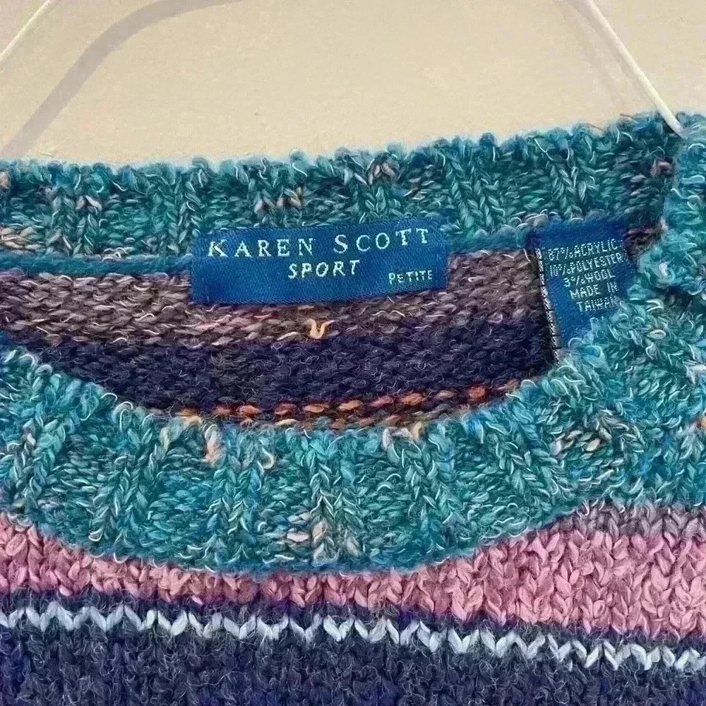 Karen Scott Sport Striped Sweater, Medium Petite - Picture 2 of 7